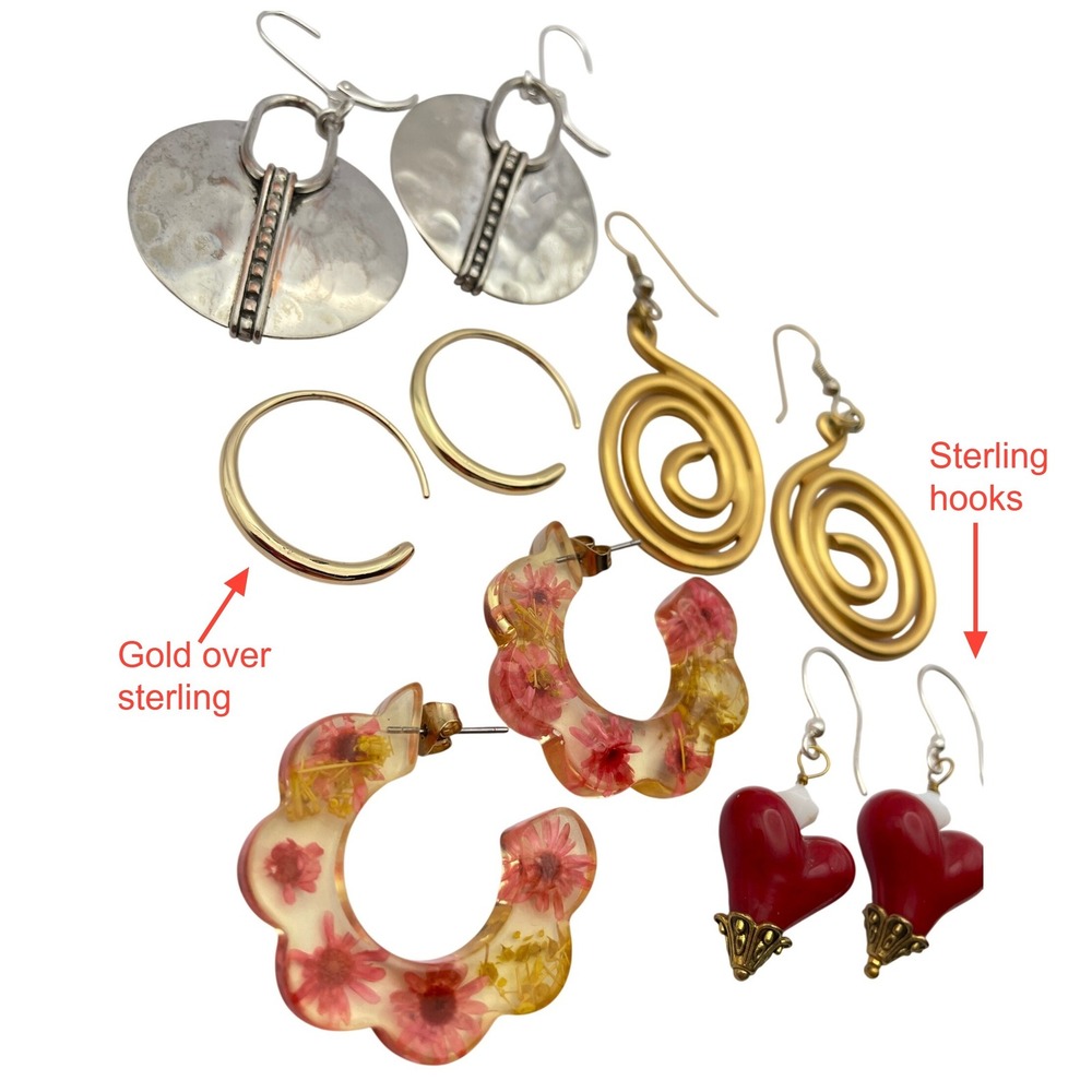 Earring Bundle Gold Silver Beaded Hoop Dangle - Picture 2 of 10